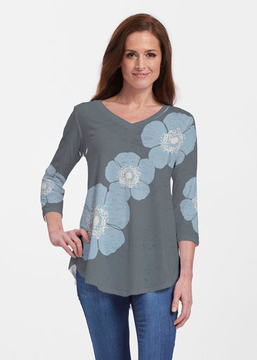 Poppy SteelBlue-Grey (7066) ~ Signature V-neck Flowy Tunic