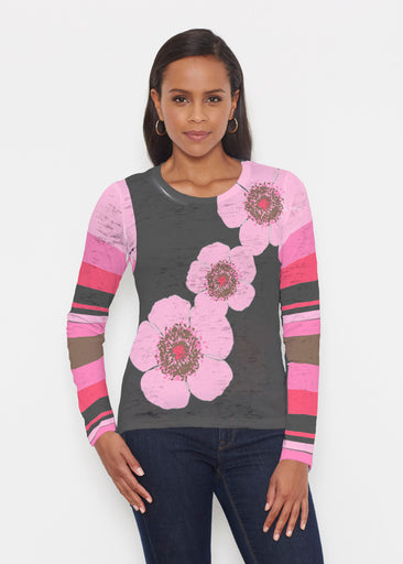 Poppy Black Stripes (7100) ~ Signature Long Sleeve Crew Shirt