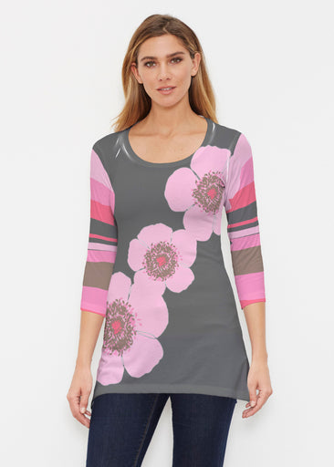 Poppy Black Stripes (7100) ~ Buttersoft 3/4 Sleeve Tunic