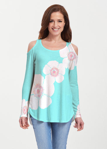 Poppy Seaglass Green (7107) ~ Butterknit Cold Shoulder Tunic