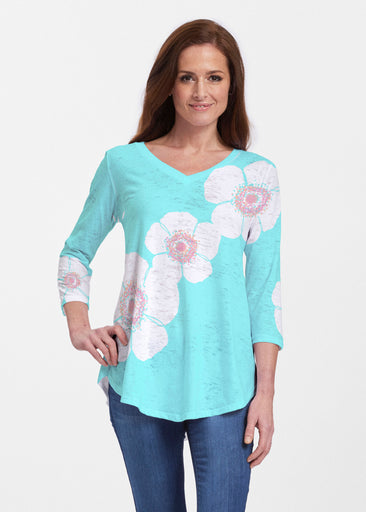 Poppy Seaglass Green (7107) ~ Signature V-neck Flowy Tunic