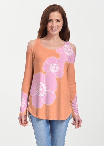 Poppy Orange-Pink (7108) ~ Butterknit Cold Shoulder Tunic