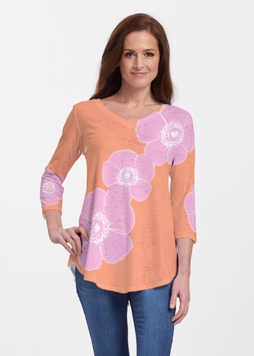 Poppy Orange-Pink (7108) ~ Signature V-neck Flowy Tunic