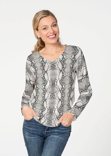 Python Silver (7272) ~ French Terry V-neck Top