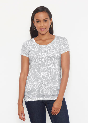 Freehand Floral Grey (7605) ~ Signature Short Sleeve Scoop Shirt