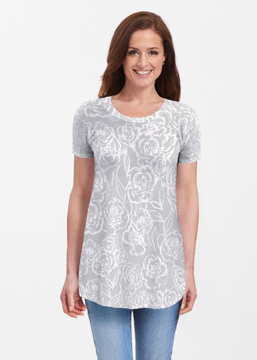 Freehand Floral Grey (7605) ~ Butterknit Short Sleeve Tunic