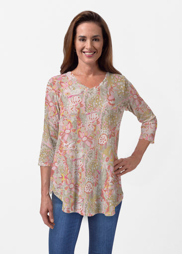 Bohemian Pink (7608) ~ Butterknit V-neck Flowy Tunic