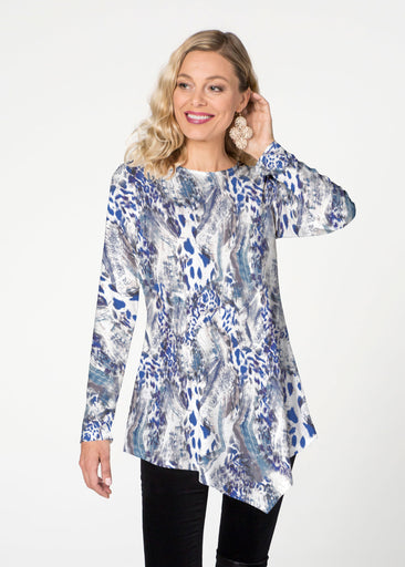 Abstract Leopard (7647) ~ Asymmetrical French Terry Tunic