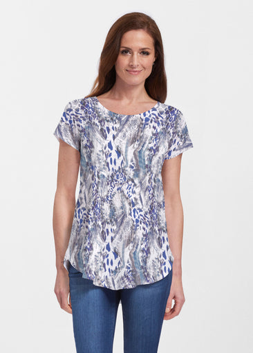 Abstract Leopard (7647) ~ Signature Short Sleeve Scoop Neck Flowy Tunic