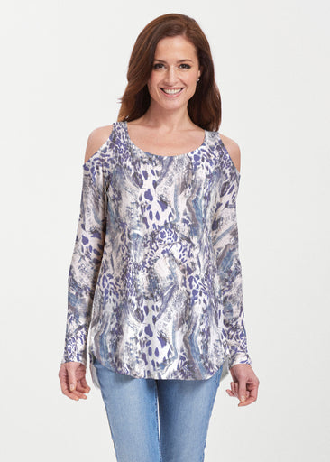 Abstract Leopard (7647) ~ Butterknit Cold Shoulder Tunic