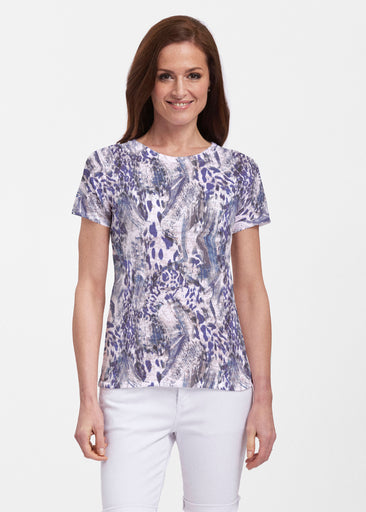 Abstract Leopard (7647) ~ Sheer Short Sleeve Crew Shirt