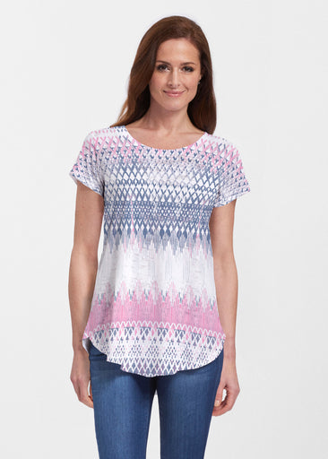 Echo Pink (7658) ~ Signature Short Sleeve Scoop Neck Flowy Tunic