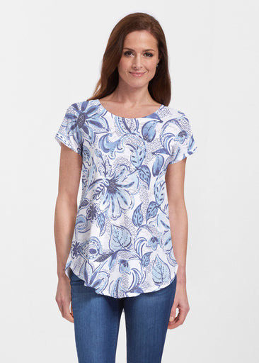 Baltic Watercolor (7677) ~ Signature Short Sleeve Scoop Neck Flowy Tunic