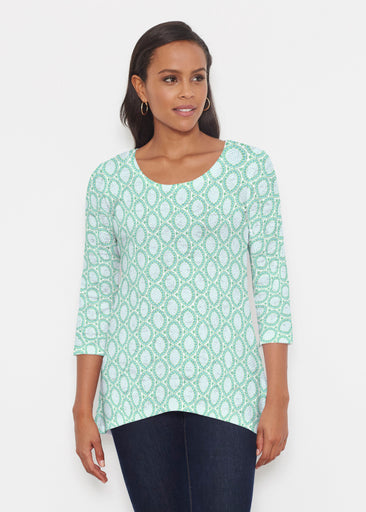 Coastal Lace Green (7686) ~ Katherine Hi-Lo Thermal Tunic