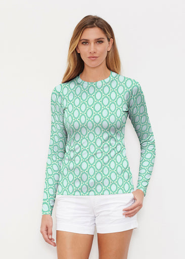 Coastal Lace Green (7686) ~ Long Sleeve Rash Guard