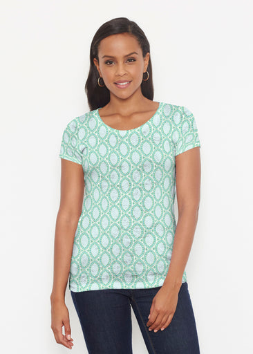 Coastal Lace Green (7686) ~ Signature Short Sleeve Scoop Shirt