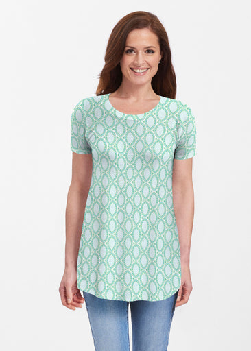 Coastal Lace Green (7686) ~ Butterknit Short Sleeve Tunic