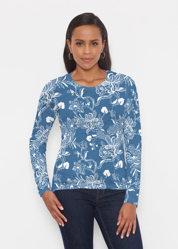 Lace Floral Navy (7687) ~ Signature Long Sleeve Crew Shirt