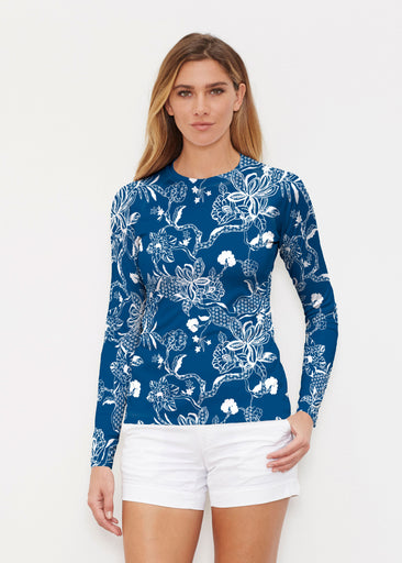 Lace Floral Navy (7687) ~ Long Sleeve Rash Guard