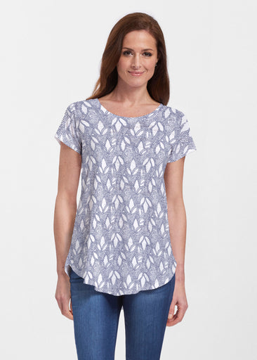 Dottie Combo Navy (7688) ~ Signature Short Sleeve Scoop Neck Flowy Tunic