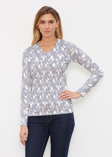 Dottie Combo Navy (7688) ~ Butterknit Long Sleeve V-Neck Top