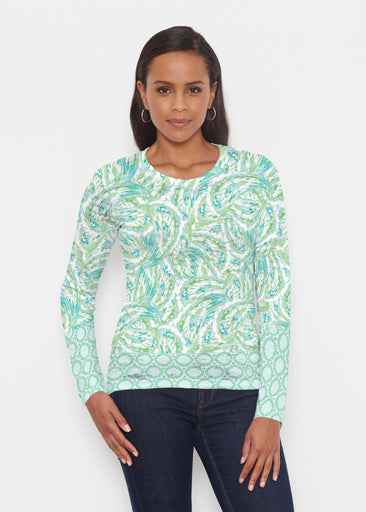 Coastal Paisley Lace Green (7690) ~ Signature Long Sleeve Crew Shirt