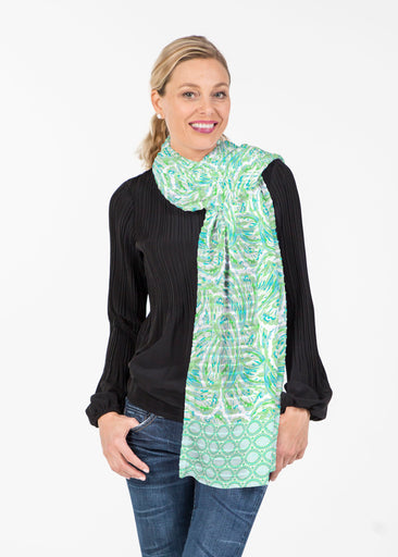 Coastal Paisley Lace Green (7690) ~ Banded Scarf