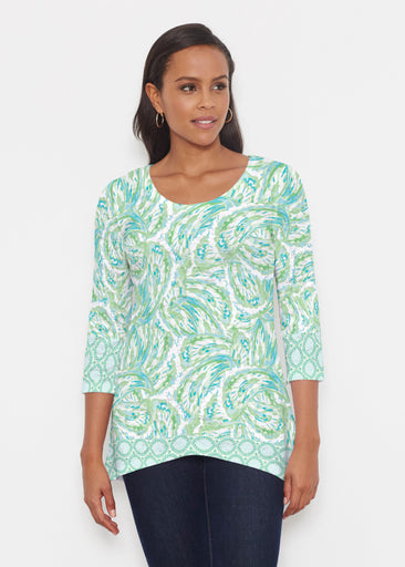 Coastal Paisley Lace Green (7690) ~ Katherine Hi-Lo Thermal Tunic