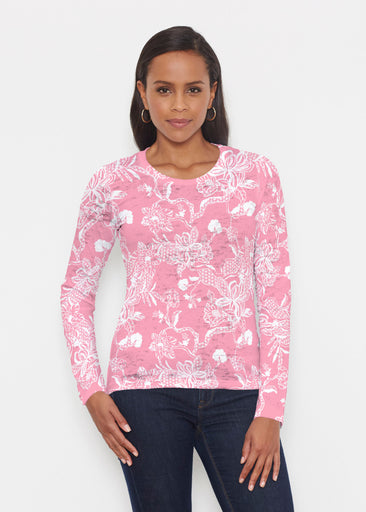 Lace Floral Pink (7694) ~ Signature Long Sleeve Crew Shirt