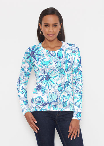 Baltic Watercolor Aqua (7696) ~ Signature Long Sleeve Crew Shirt