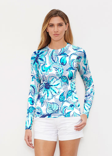 Baltic Watercolor Aqua (7696) ~ Long Sleeve Rash Guard