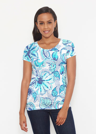 Baltic Watercolor Aqua (7696) ~ Signature Short Sleeve Scoop Shirt