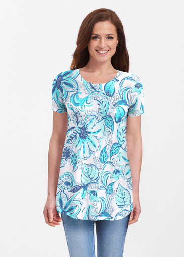 Baltic Watercolor Aqua (7696) ~ Butterknit Short Sleeve Tunic