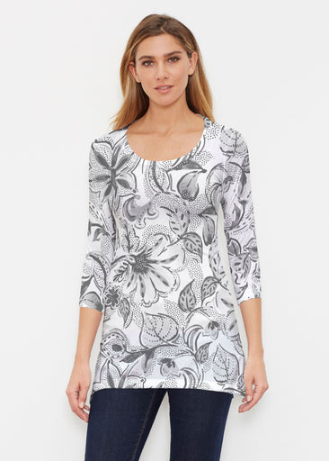 Baltic Watercolor Black (7697) ~ Buttersoft 3/4 Sleeve Tunic