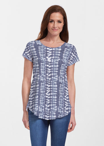 Electric Blue (7719) ~ Signature Short Sleeve Scoop Neck Flowy Tunic