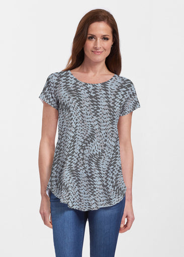 Textured Tracks Black (7720) ~ Signature Short Sleeve Scoop Neck Flowy Tunic