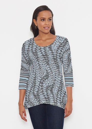 Textured Tracks Black (7720) ~ Katherine Hi-Lo Thermal Tunic