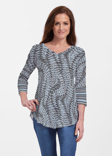 Textured Tracks Black (7720) ~ Signature V-neck Flowy Tunic