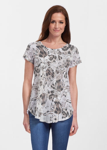 Tulip Leopard Multi (7731) ~ Signature Short Sleeve Scoop Neck Flowy Tunic