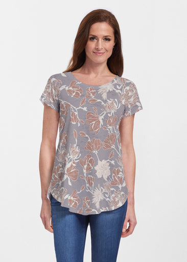 Melina Blooms Multi (7751) ~ Signature Short Sleeve Scoop Neck Flowy Tunic