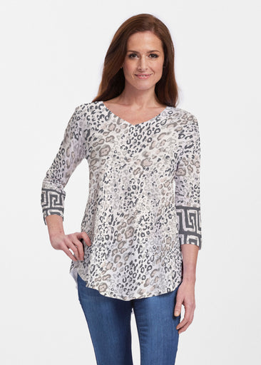 Greek Cat Grey (7752) ~ Signature V-neck Flowy Tunic