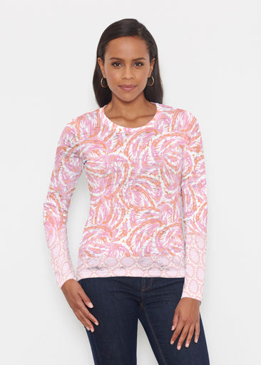 Coastal Paisley Pink (7754) ~ Signature Long Sleeve Crew Shirt