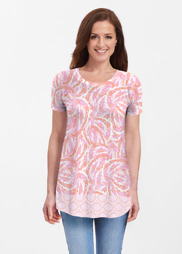 Coastal Paisley Pink (7754) ~ Butterknit Short Sleeve Tunic