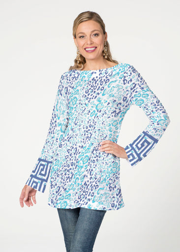 Cat Blue (7755) ~ Banded Boatneck Tunic