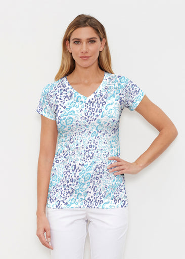 Cat Blue (7755) ~ Signature Cap Sleeve V-Neck Shirt