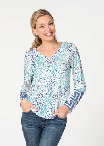 Cat Blue (7755) ~ French Terry V-neck Top