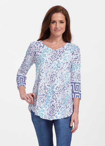 Cat Blue (7755) ~ Signature V-neck Flowy Tunic