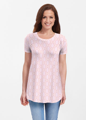 Coastal Lace Pink (7757) ~ Butterknit Short Sleeve Tunic