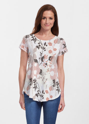 Flowers and Foliage (7765) ~ Signature Short Sleeve Scoop Neck Flowy Tunic