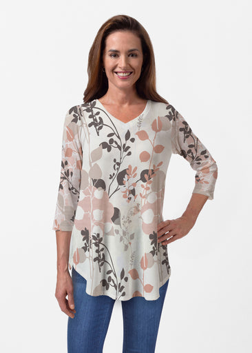 Flowers and Foliage (7765) ~ Butterknit V-neck Flowy Tunic